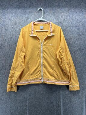 Nike Jacket Women XXL Yellow Full Zip Track Stripe Lightweight Running Sport Y2K